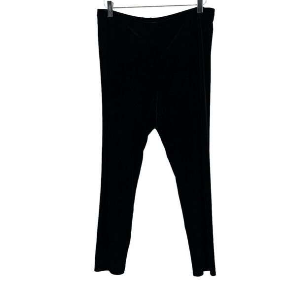 Eileen Fisher Ankle Leggings Woman 1X Black Velvet Style Stretch Pants - Picture 1 of 11
